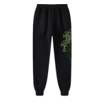 Chrome Hearts Black Sweatpants Neon Green Cross Logo