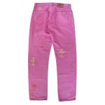 Chrome Hearts Pink Denim Cross Jeans