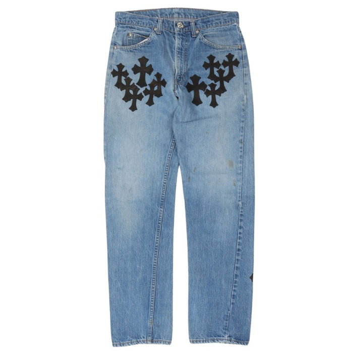 Chrome Hearts Blue Cross Patch Heart-Jeans Chrome Hearts Blue Cross Patch Heart-Jeans