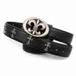 Chrome Hearts Silver Cross Oval Buckle Leather Belt by Chrome Hearts
