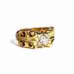 22K Gold Double Floral Ring With 5 Diamonds by Chrome Hearts