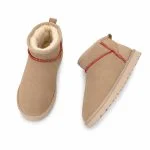 Chrome Hearts Beige Suede Classic Mini UGG Boots