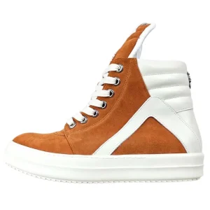 Chrome Hearts x Rick Owens Geobasket High-Top Sneakers Cognac/White