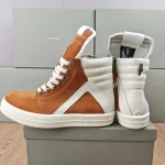 Chrome Hearts x Rick Owens Geobasket High-Top Sneakers Cognac/White