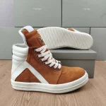 Chrome Hearts x Rick Owens Geobasket High-Top Sneakers Cognac/White