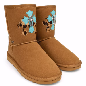 Chrome Hearts Sky Blue Cross Patch UGG Boots