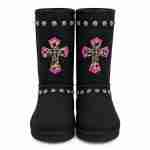 Chrome Hearts Black Leopard Cross Studded Winter Boots